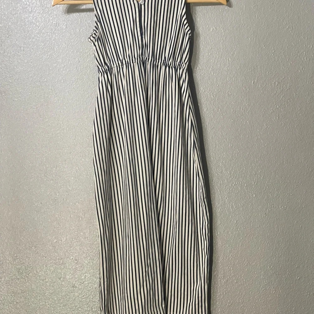 Pink Chicken Black/White Striped Sleeveless Jumpsuit - Size 6Y
